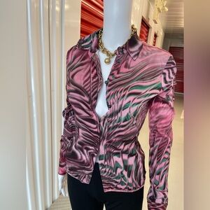 Diesel Pink and Green Button Down Shirt